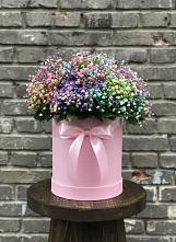 Цветочная композиция из Гипсофила и Розы в шляпной коробке в Беленькое