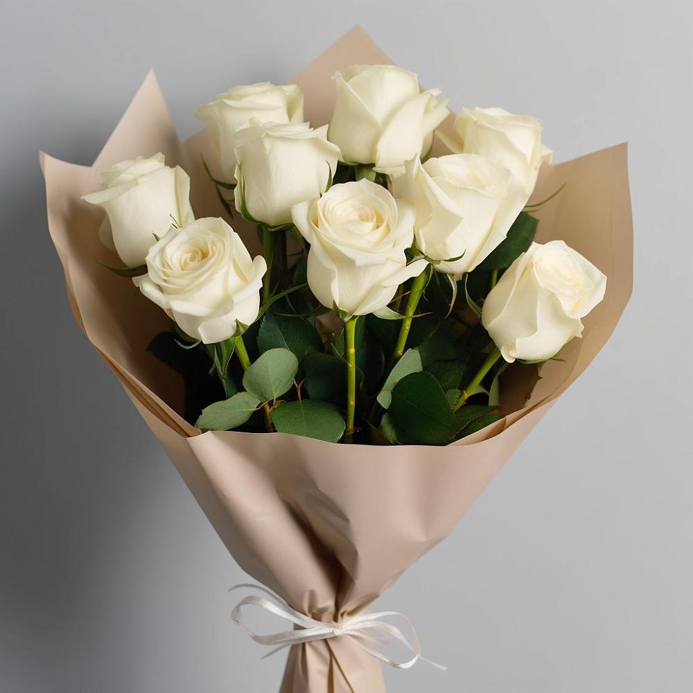 Букет 9 Белых роз Эдлесс Лав в Беленькое