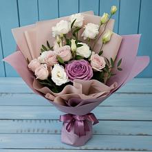 Букет цветов из:  Розы и Лизиантусы #REPLACE_PRED# Беленькое