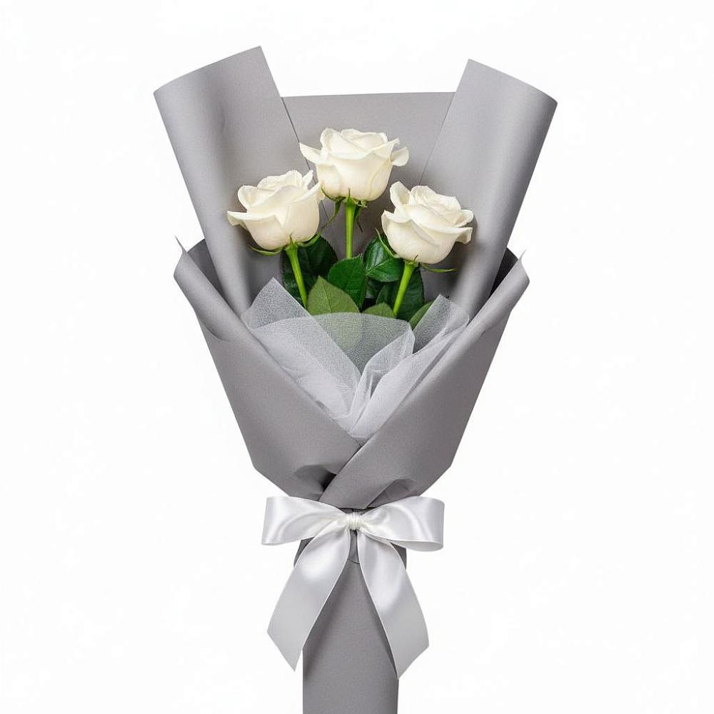 Букет 3 белые розы в Беленькое