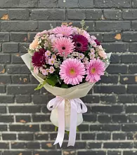 Букет цветов из:  Герберы и Хризантемы #REPLACE_PRED# Беленькое