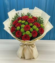 Букет цветов из:  Розы и Хризантемы #REPLACE_PRED# Беленькое