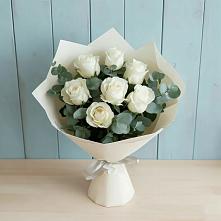 Букет Белые розы в Эвкалипте #REPLACE_PRED# Беленькое