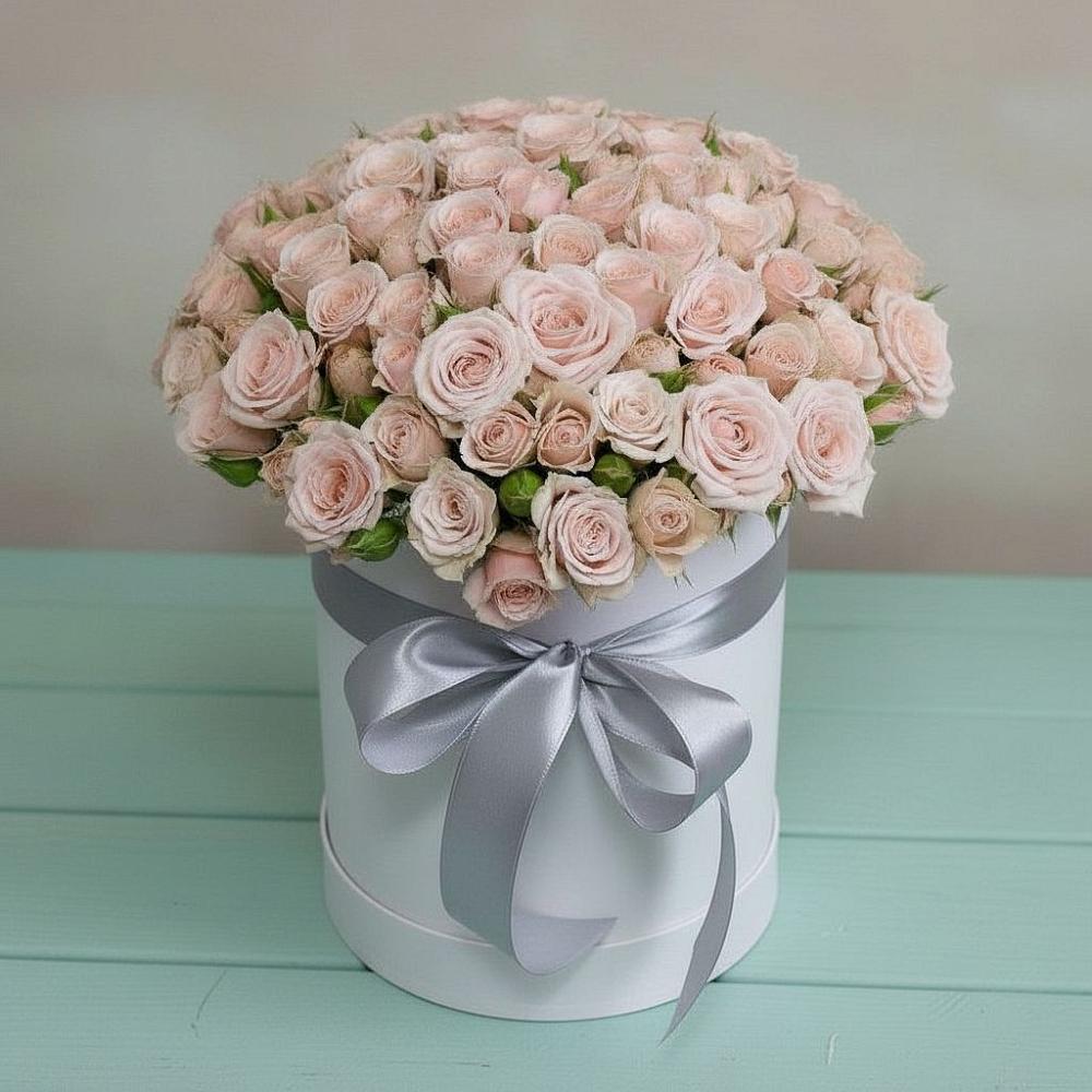 Цветочная композиция из Розы в шляпной коробке в Беленькое